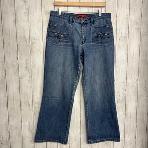 Vintage Cosmopolitan Jeanswear Embroidered Sequin Y2K Denim Bootcut Flare Jeans